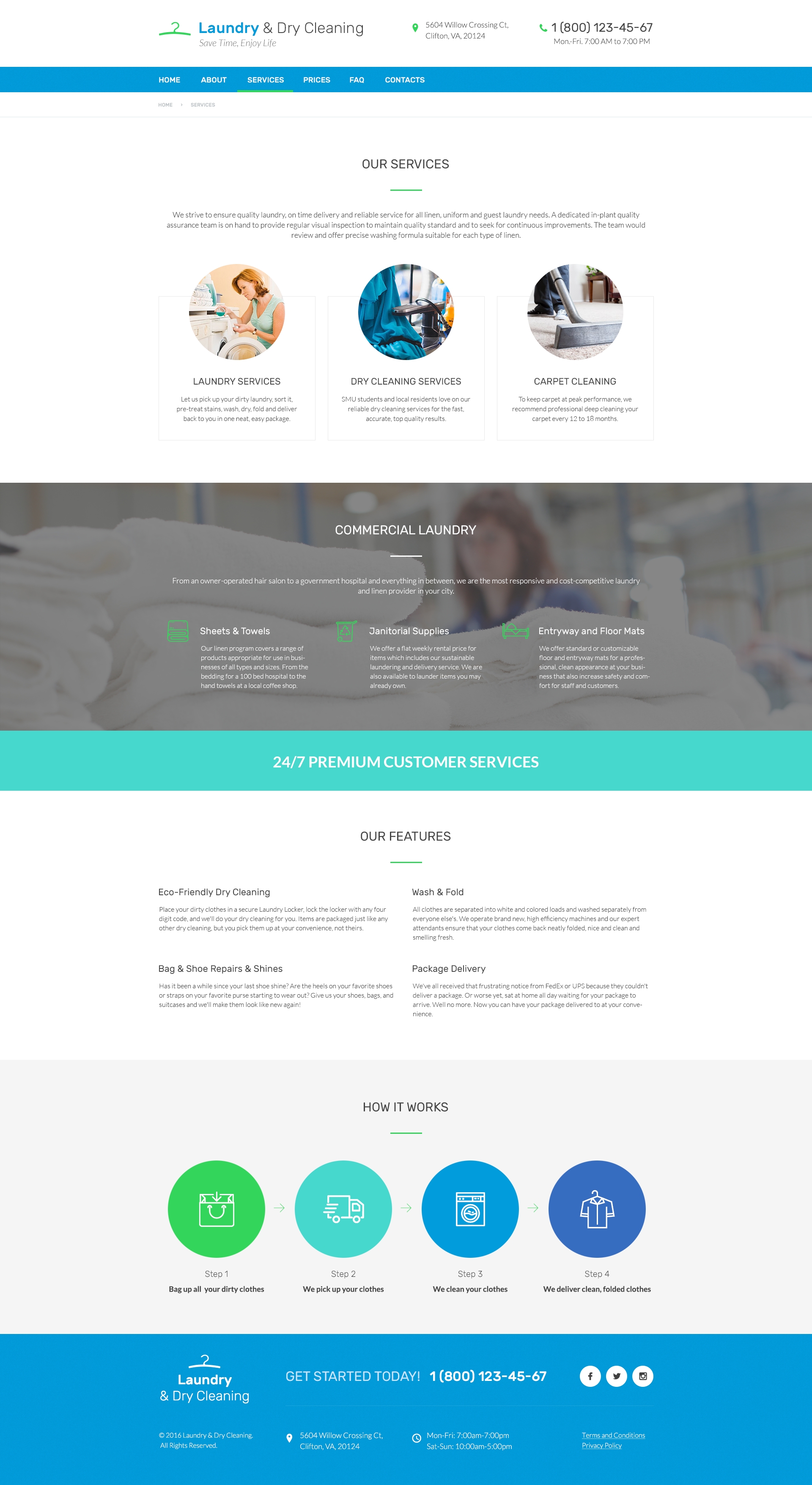 Services Page preview for Laundry Dry Services free PSD website template